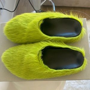 Men’s US 8 - Marni Fussbett Fur Slides Green Size 41